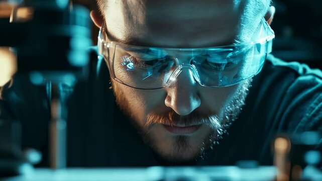 Close-up of Engineer Focusing on Precision Work