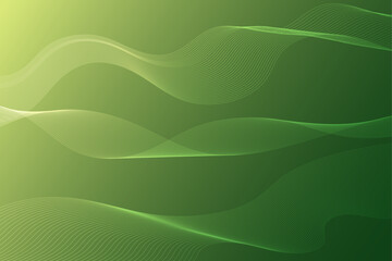 Dynamic flowing green and yellow lines create an abstract wave pattern, perfect for a modern digital art background or vibrant motion energy illustration