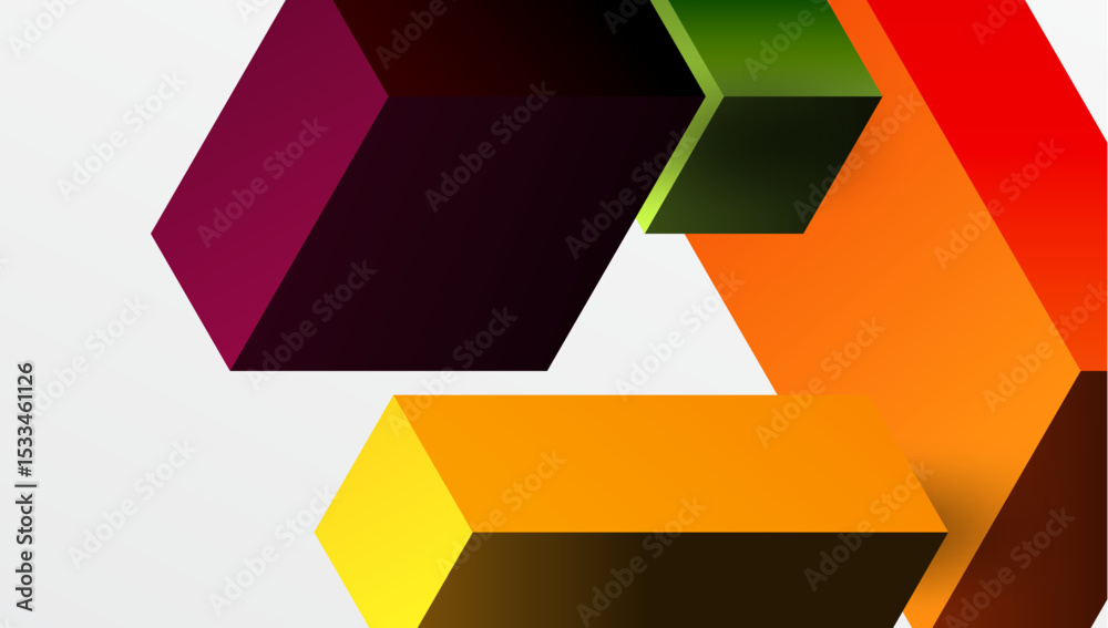 Aufkleber abstract geometric shapes overlap, creating vibrant color gradients. composition features bold hues,