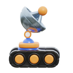 orange and blue Moon Rover 3d icon illustration