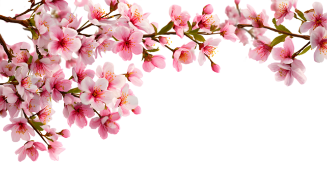 Delicate cherry blossom branches with pink flowers and elegant geometric design background isolated on white transparent background PNG cutout
 - Powered by Adobe