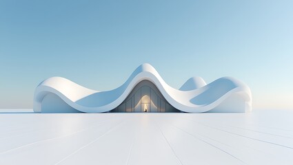Modern White Architecture Curving Shapes Design Building Exterior Concept