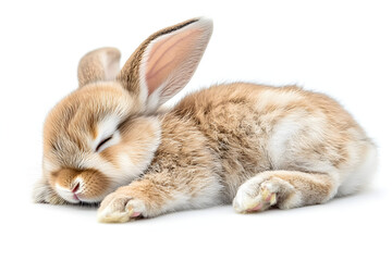 Red bunny rabbit portrait looking frontwise to viewer on white background. Ai Generated Images