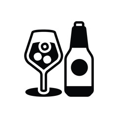 Black solid icon for drink