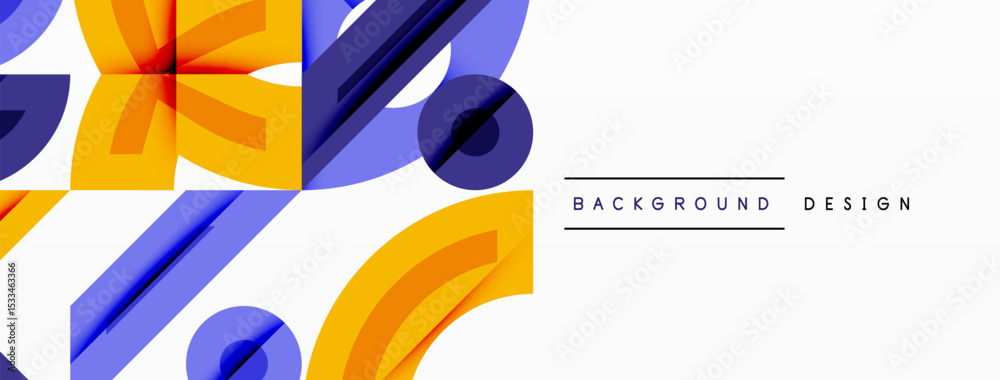 Poster Abstract geometric shapes overlap, creating vibrant color contrasts. Modern design elements suggest dynamic composition.