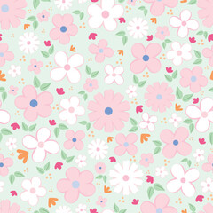 Seamless pattern with pink floral design, perfect for textile, fabric, and wallpaper