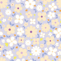 Seamless floral pattern featuring colorful blossoms and delicate foliage