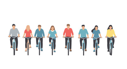 Cyclists Group Vector: Diverse People Riding Bikes