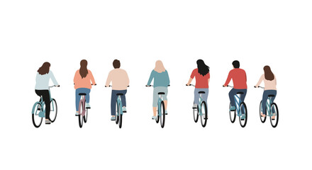 Cyclists Group Ride - Isolated Vector Illustration