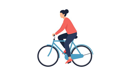 Woman Cycling: Active Lifestyle, Healthy Commute, Vector Illustration
