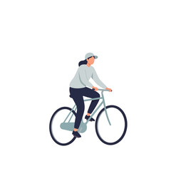 Isolated Vector Illustration of a Woman Riding a Bicycle
