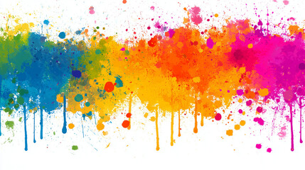 Fototapeta premium Colorful Paint Splash Background – Vibrant and Artistic Abstract Design with Multicolored Ink Blots and Splatters, Perfect for Creative Projects, Posters, Invitations, or Digital Art Backdrops