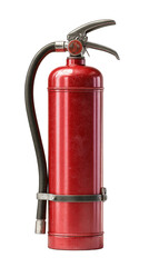 Obraz premium A red fire hydrant with a black hose