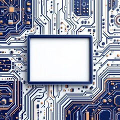 Obraz premium A 3d rendering of a background featuring digital technology elements such as circuit boards and data streams