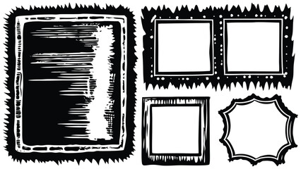 Obraz premium Torn Paper with Black Frames and Grunge Jagged Edges – Template for Banners, Stickers, and Posters