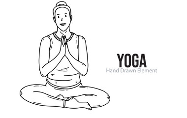 yoga exercise hand drawn vector. Black ink, line art, simple, fitness, health