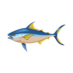 Obraz premium Vector illustration of a marine fish on a white background, perfect for seafood, fishing, or aquatic-themed designs