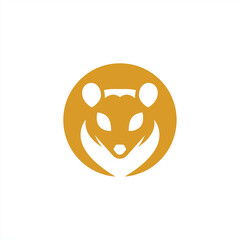Naklejka premium Golden Ferret Face Logo – Minimalist Yellow Ferret Emblem on White, Ideal for Pet Branding, Animal-Themed Startups, or Clean Modern Icon Designs