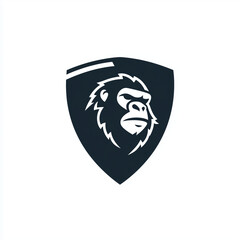 Gorilla Head Crest Logo – Bold Monochrome Gorilla Emblem in Black Shield on White, Ideal for Gym Branding, Strong Identity Design, or Primate-Themed Products