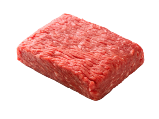 Raw ground beef pattie isolated on transparent background