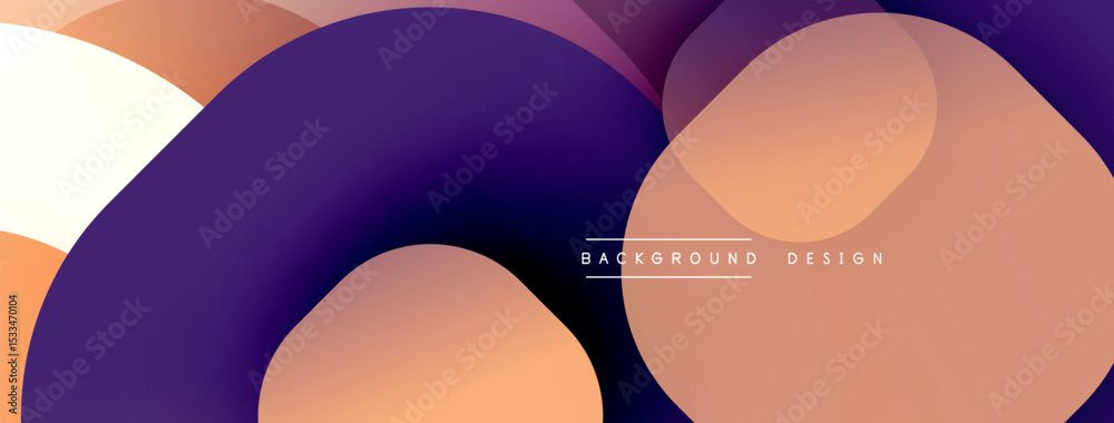 Poster Abstract shapes overlap, creating gradient color transitions. Purple, orange, white hues blend smoothly. Modern design element.