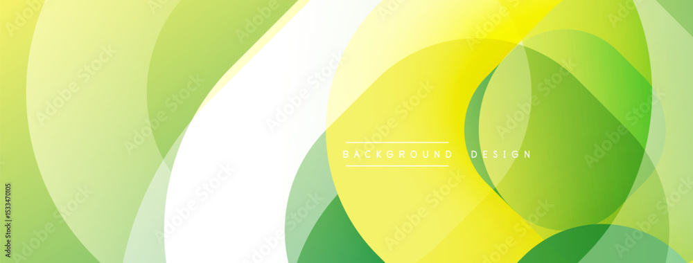 Aufkleber Abstract design features flowing green, yellow shapes. White curves intersect vibrant gradients creating modern visual effect. Text reads background design.
