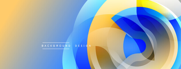 Abstract fluid shapes blend, creating dynamic gradient background. Warm tones transition into cool blues, suggesting movement. Modern design element.