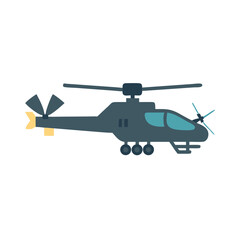 Simple Flat Illustration of Dark Helicopter in the Sky Transport Icon