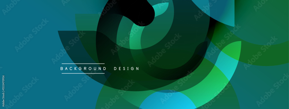 Poster abstract fluid shapes, vibrant greens, blues create dynamic background. modern design elements sugge