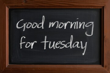 Good Morning Message on Chalkboard for Tuesday Inspiration