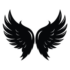Angel Wings Vector – Black Silhouette Icon