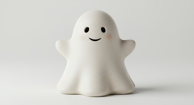 Happy white ghost figurine - Powered by Adobe