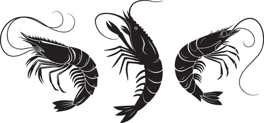 Shrimp silhouette vector bundle sets illustration design