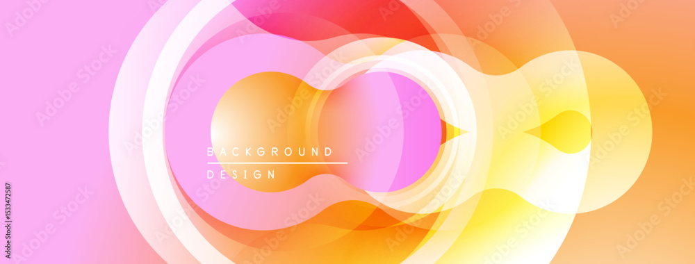 Poster Abstract colorful design. Overlapping circles create dynamic visual effect. Gradient hues blend seamlessly, offering modern aesthetic.