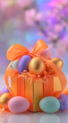 Easter eggs in an orange box