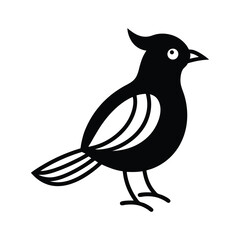 Simple Bird Outline – Black Line Art Vector