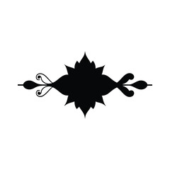 Symmetric Floral Motif Divider – Black Silhouette Vector