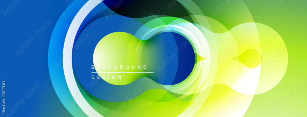 Poster abstract circles overlap, creating vibrant blue, green gradients. modern design element for backgrou