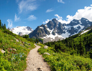 Fototapeta premium Mountain trail , Generated image