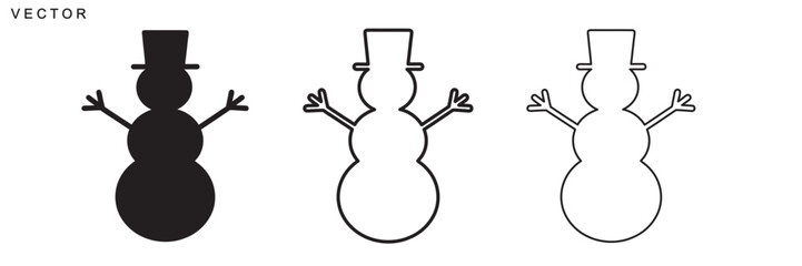 winter snowman silhouette, snowman icon, logo vector illustration on white background