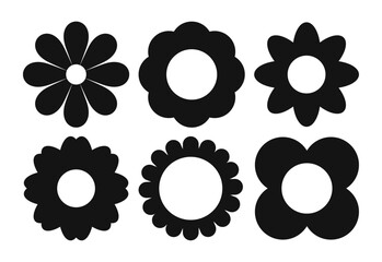 Set of summer and spring flowers, shapes and silhouettes