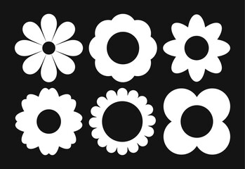 Set of summer and spring flowers, shapes and silhouettes