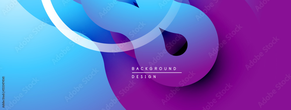 Aufkleber abstract fluid shapes blend vibrant blues, purples. dynamic curves create modern background design. 