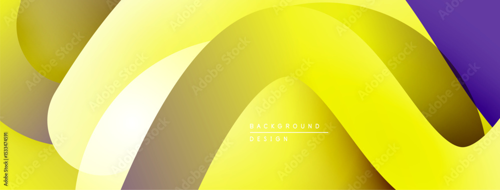 Aufkleber Abstract yellow purple design. Smooth flowing shapes create dynamic visual effect. Modern background for presentations, graphics.