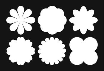 Set of summer and spring flowers, shapes and silhouettes