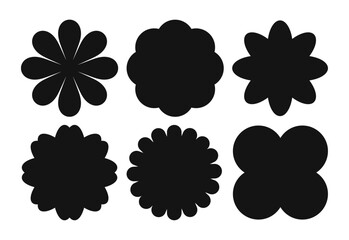 Set of summer and spring flowers, shapes and silhouettes