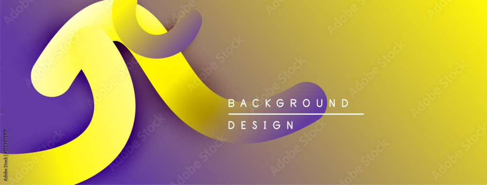 Poster abstract yellow, purple gradient. modern design features flowing shapes, soft shadows. background su