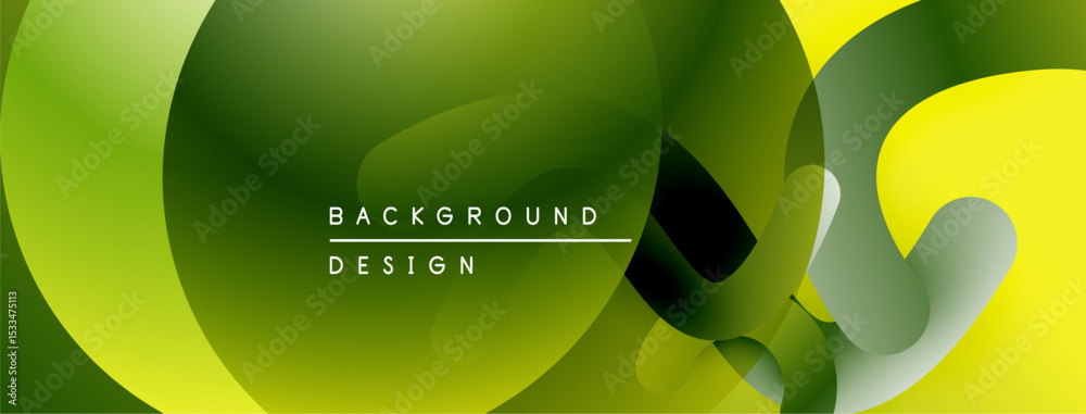 Poster abstract fluid shapes, green yellow gradients. modern design element for backgrounds, presentations.