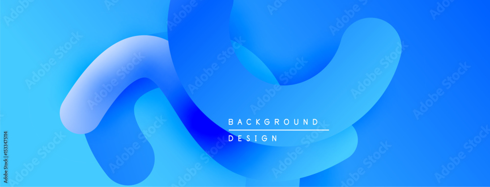 Poster Abstract blue fluid shapes overlap. Gradient shades create dynamic visual effect. Modern design element for backgrounds.
