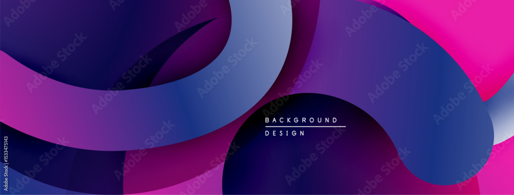 Aufkleber abstract fluid shapes, vibrant purple hues, modern design. gradient colors create dynamic compositio